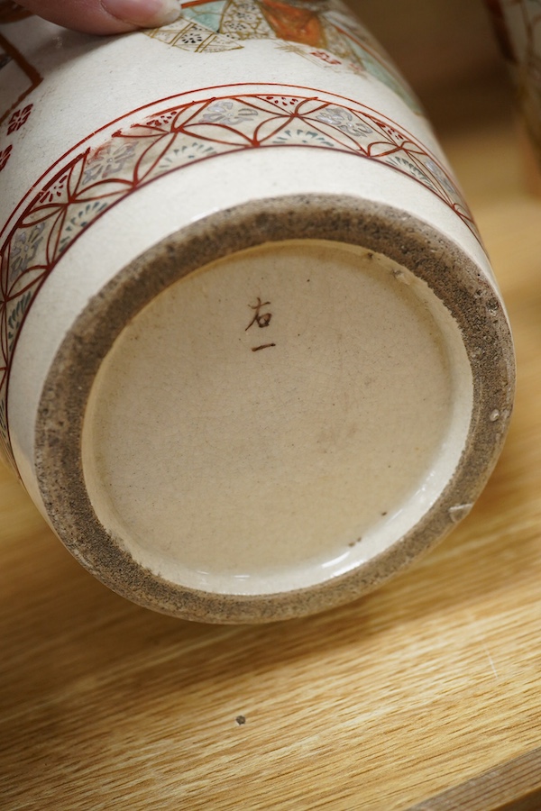 A pair of Japanese Satsuma vases, early 20th century, 33cm high. Condition - slight wear to gilt decoration